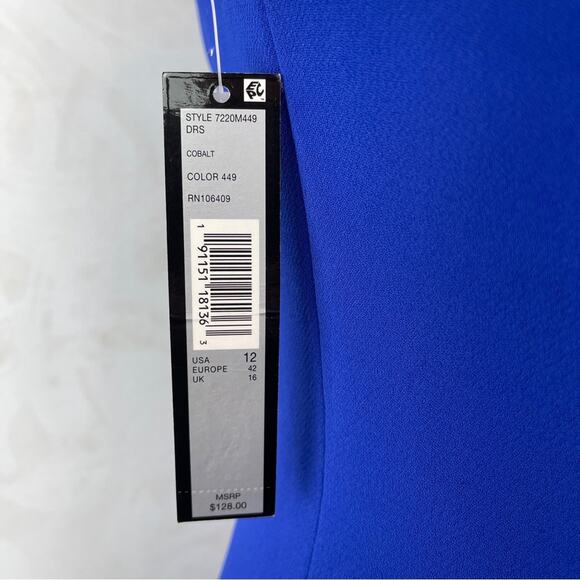 Tahari ASL check out the back of this dress blue sheath dress folded collar new - Picture 11 of 12